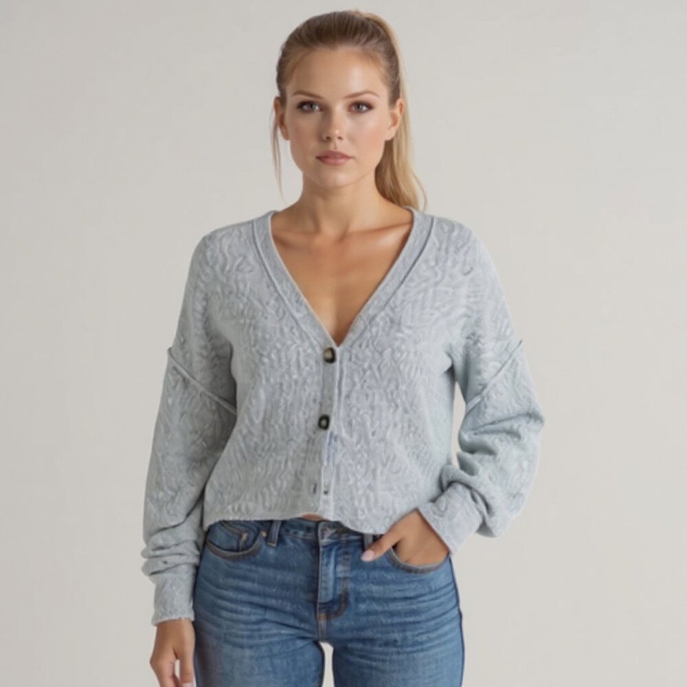 Free People Eclair Oversized Alpaca Blend Cardigan in Powder Blue Size Large